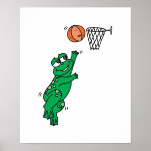 Poster sapo bonito jogando basquete