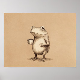Poster Sapo com Café – Animal Vintage Caprichoso