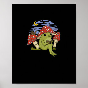 Poster Sapo com Chapéu de Cogumelo - Cottagecore Goblinco