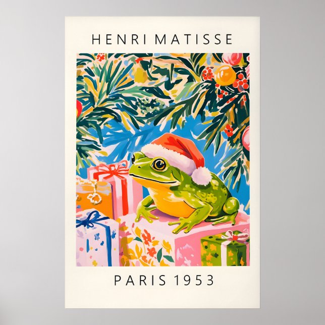 Poster Sapo com Chapéu de Papai Noel Arte Impressa Divert (Frente)