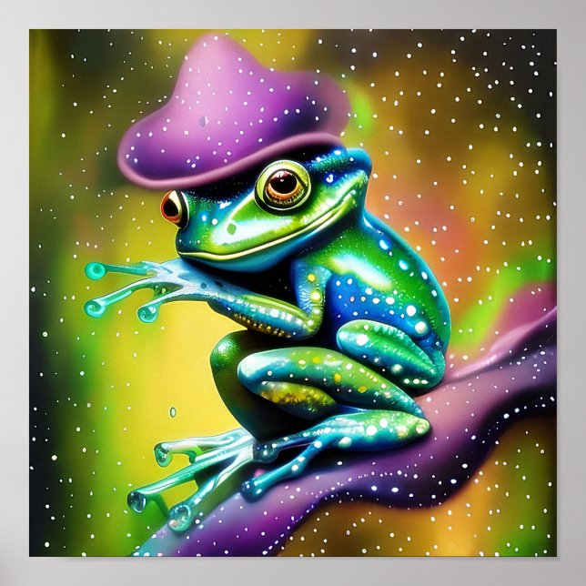 Poster Sapo com chapéu na chuva   (Frente)