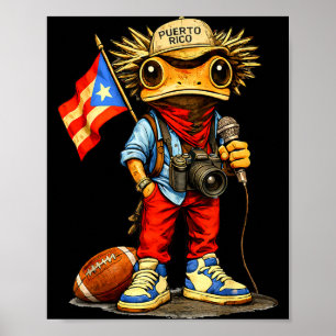 Poster Sapo Coqui Bandeira de Porto Rico Futebol Porto-ri