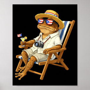 Poster Sapo coqui engraçado meme porto rico bandeira ócul
