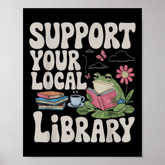 Poster Sapo Cute Suporta O Boo Biblioteca Local (Frente)