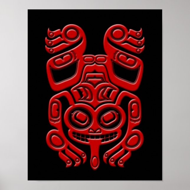 Poster Sapo da Árvore Espírito Red Haida em Preto (Frente)