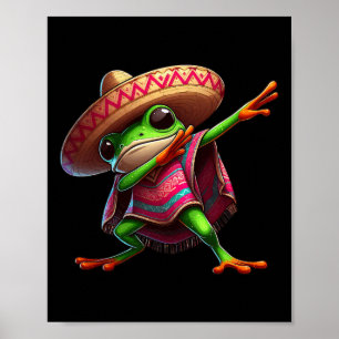 Poster Sapo Dabbing Sombrero Poncho Cinco De Mayo Mexican