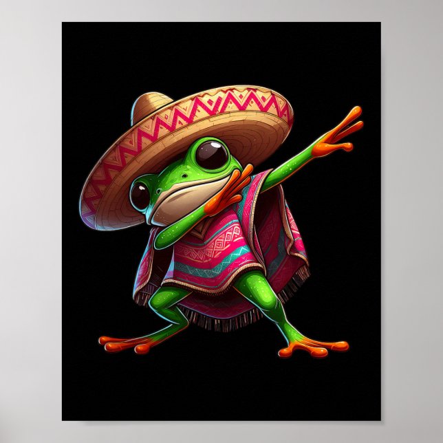 Poster Sapo Dabbing Sombrero Poncho Cinco De Mayo Mexican (Frente)