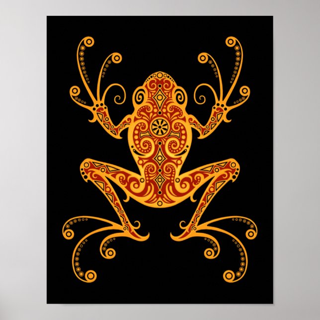 Pôster Sapo de Árvore Intriciado Vermelho e Amarelo (Frente)