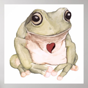 Poster sapo de árvore verde desenhada à mão