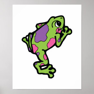 Pôster sapo de árvores pintas rosa e púrpura