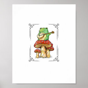 Poster Sapo de Cogumelo Goblincore Micologia Desenho Artí