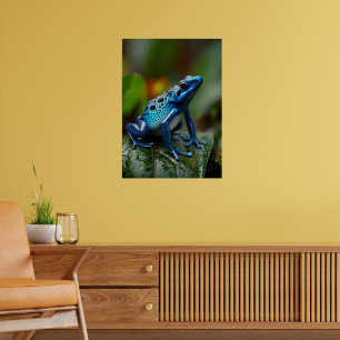Poster Sapo de Dart Venenoso Azul Vibrante na Floresta Tr