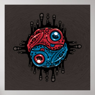 Poster Sapo de Dart Venenoso Vermelho e Azul, Yin Yang