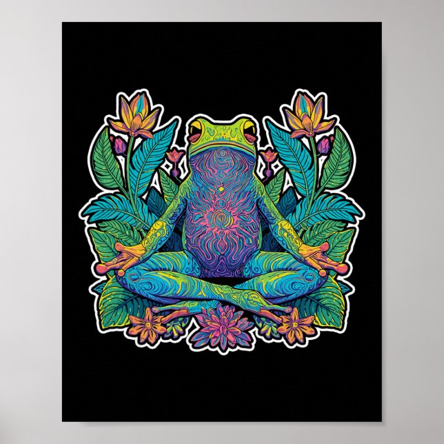 Poster Sapo de Ioga Meditar Pose Zen Lance Alongar (Frente)