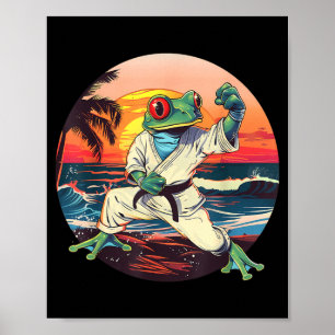 Poster Sapo de Karatê Praia do Pôr do Sol Amante do Sapo 