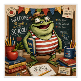 Pôster Sapo de Volta às Aulas PNG, Decoração de Sala de A