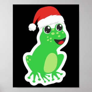 Poster Sapo Divertido Com Chapéu de Papai Noel Para Sapo