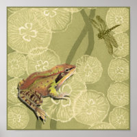 Sapo e Dragonfly em água-lírios