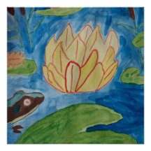 Sapo e Waterlily Poster brilhante