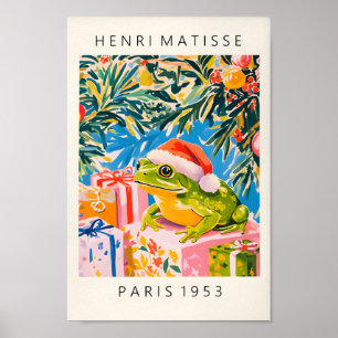 Poster Sapo Em Santa Hat, Engraçado Decor De Natal, Mães 