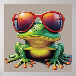 Poster Sapo engraçado com óculos de sol
