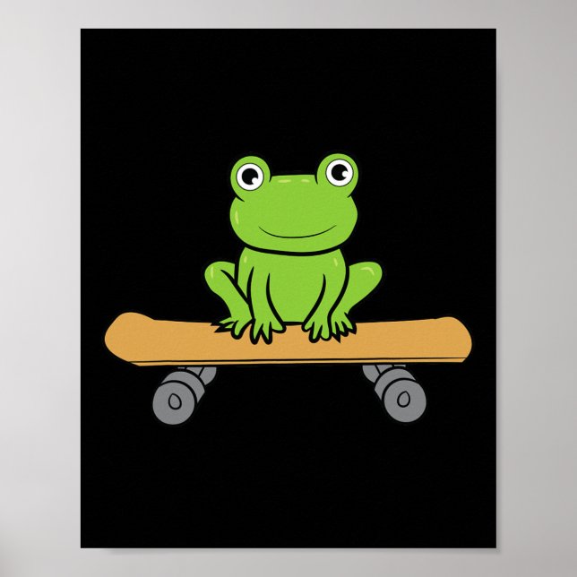 Poster Sapo engraçado de skate Sapo de skate engraçado Sk (Frente)
