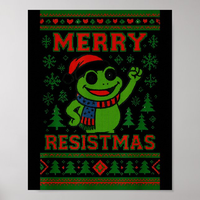 Poster Sapo engraçado do Natal Meme Resistmas Humor de Fe (Frente)