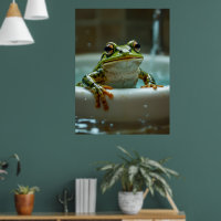 Sapo engraçado na arte de berçário de banho