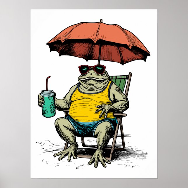 Poster Sapo Engraçado na Praia (Frente)