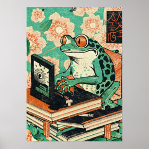 Poster Sapo Engraçado no Laptop Amante de Animais Único