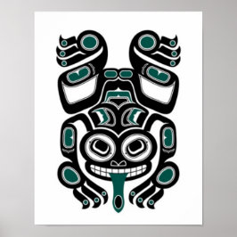 Poster Sapo espiritual azul e preto Haida