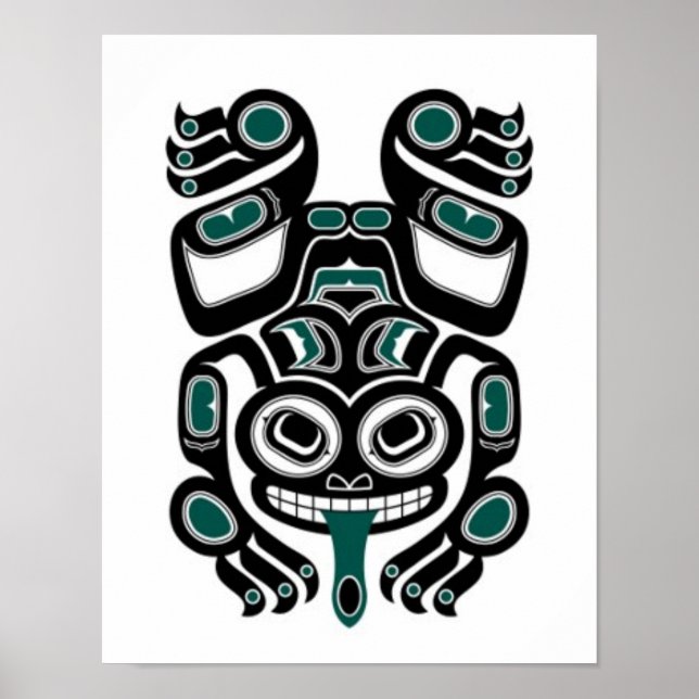 Poster Sapo espiritual azul e preto Haida (Frente)