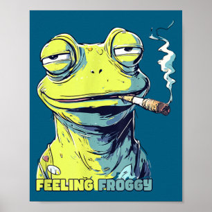 Poster Sapo Fofo Fumando Cigarro Sapo Engraçado