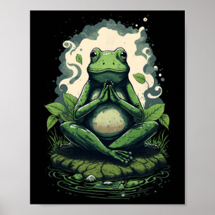 Poster Sapo Fofo Meditando Zen Yoga Meditação Espiritual