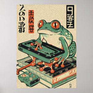 Poster Sapo Jogando Pc Games, Ukiyo-e Art, Sapo, Sapo