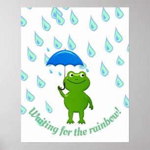 Poster Sapo Kawaii e Chuva