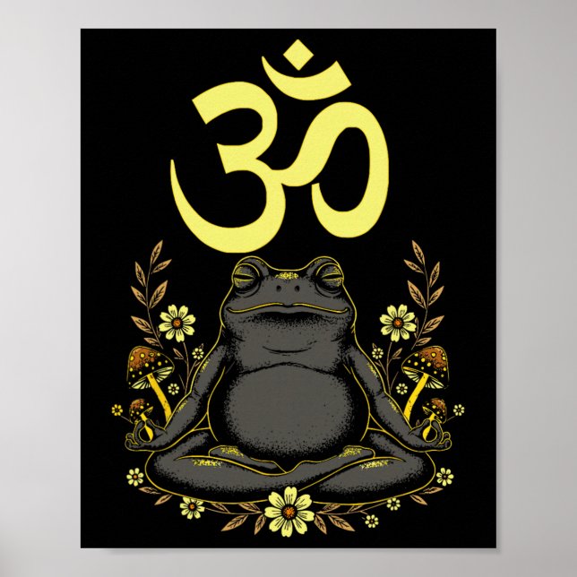 Poster Sapo Meditando Aum Zen Atenção Plena Espiritual Ca (Frente)