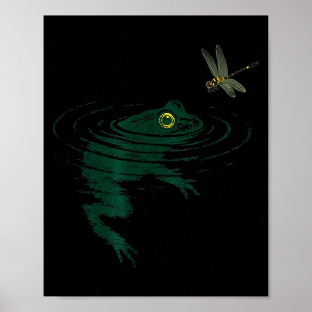 Poster Sapo nadando, libélula Sapo, Gráfico de Animal Eng (Frente)