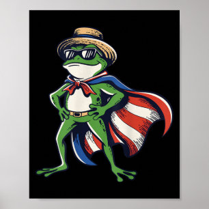 Poster Sapo Patriótico Super-Herói da Bandeira Americana