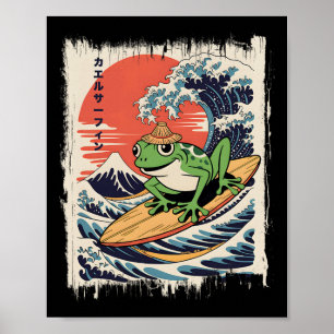 Poster Sapo Surfando Grande Onda Ukiyo-e Japonês Monte Fu