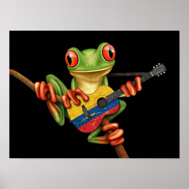 Poster Sapo Tree tocando guitarra colombiana preto (Frente)