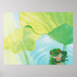 Poster Sapo verde em Lily Pad