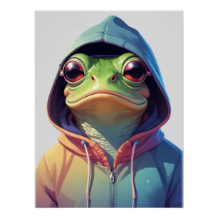 Pôster Sapo Vestindo Hoodie Funny Legal Caráter Animal