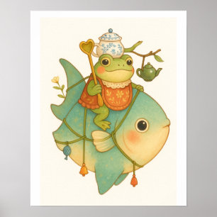 Poster Sapo Whimsic Andando um Peixe