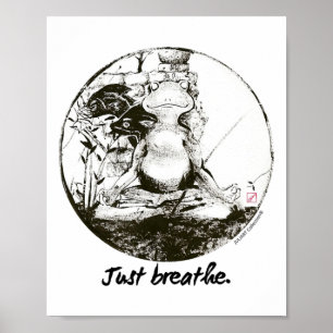 Poster Sapo Zen Yoga Apenas Arte de Meditação Respiração