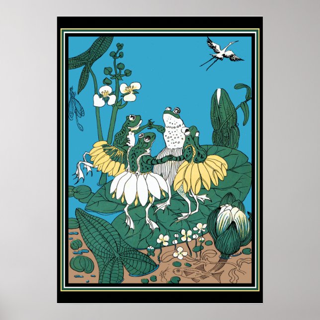 Poster Sapos dançando em um Lilypad (Frente)