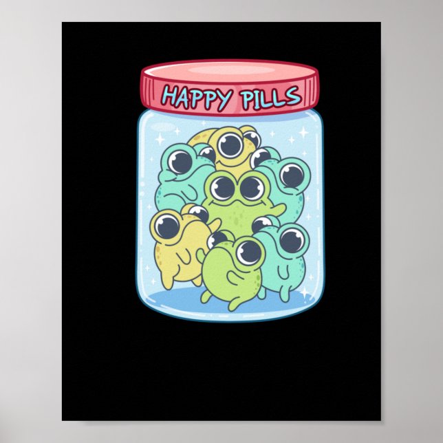 Poster Sapos Happy Pills Sticker (Frente)