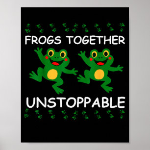 Poster Sapos Juntos Inparáveis Amantes de Animais Engraça