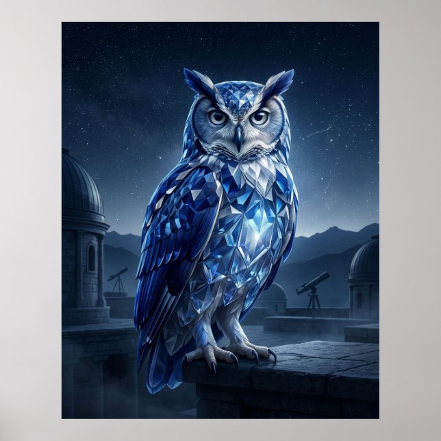 Poster Sapphire Owl Celestial Night (Frente)