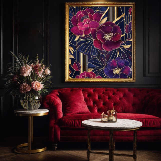 Poster Sapphire & Ruby Deco Floral (Criador carregado)